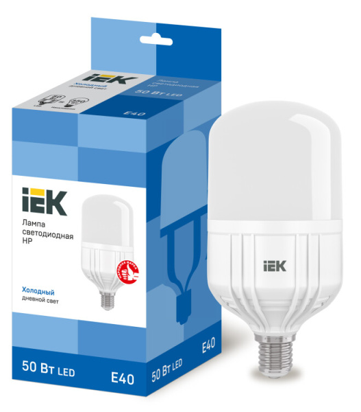 Лампа светодиодная промышленная LED 50Вт Е40 230В 6500К HP | LLE-HP-50-230-65-E40 | IEK
