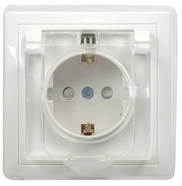 КВАРТА белый Розетка 1-местная c/з со шторками с крышкой керамика 16А РСбш10-3-ККБ-44 IP44 | ERK70-K01-10-DM-44 | IEK