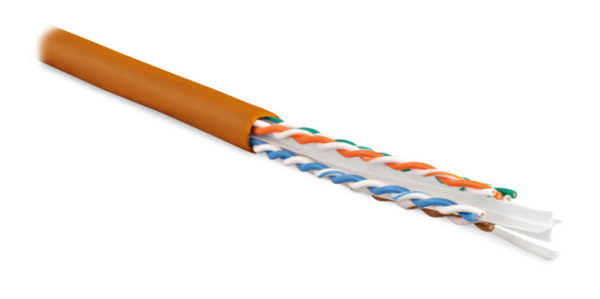 UUTP4-C6-S23-IN-LSZH-OR-100 (100 м) Кабель витая пара U/UTP, категория 6, 4 пары (23 AWG), одножил. (solid), LSZH, нг(А)-HF| 273523 | Hyperline