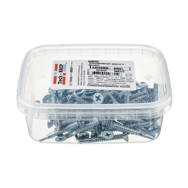 Шуруп для крепления дерева к металлу 4,8х38 (60шт) | 144272 | Tech-KREP