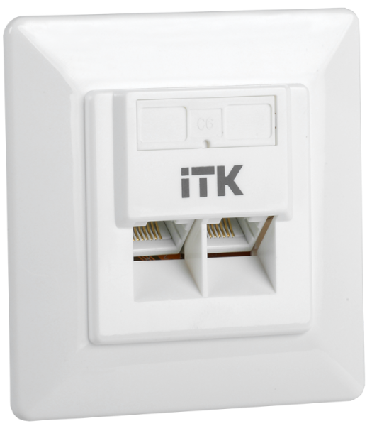Внутренняя инф. розетка RJ45 кат. 6 UTP 2 порта | CS2-1C06U-2-1 | ITK