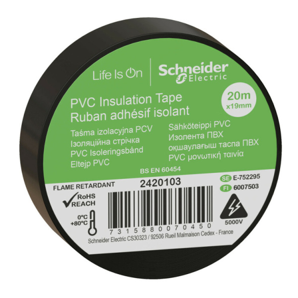 ИЗОЛЕНТА ПВХ 19мм Х 20м ЧЁРНАЯ | 2420103 | Schneider Electric