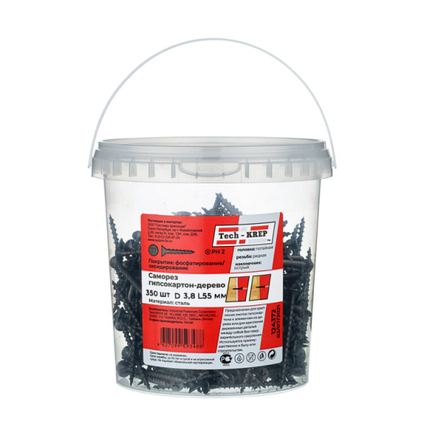 Саморез ШСГД 3,8х55 (350 шт) - ведро ( 0,867 кг) | 124372 | Tech-KREP